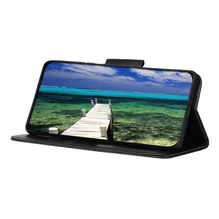 Capa Protetora para Xiaomi Redmi Note 12S 4G Textura de Couro de Cavalo Louco com Suporte - Preto