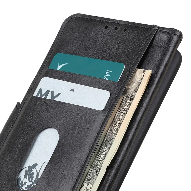 Capa Protetora para Xiaomi Redmi Note 12S 4G Textura de Couro de Cavalo Louco com Suporte - Preto