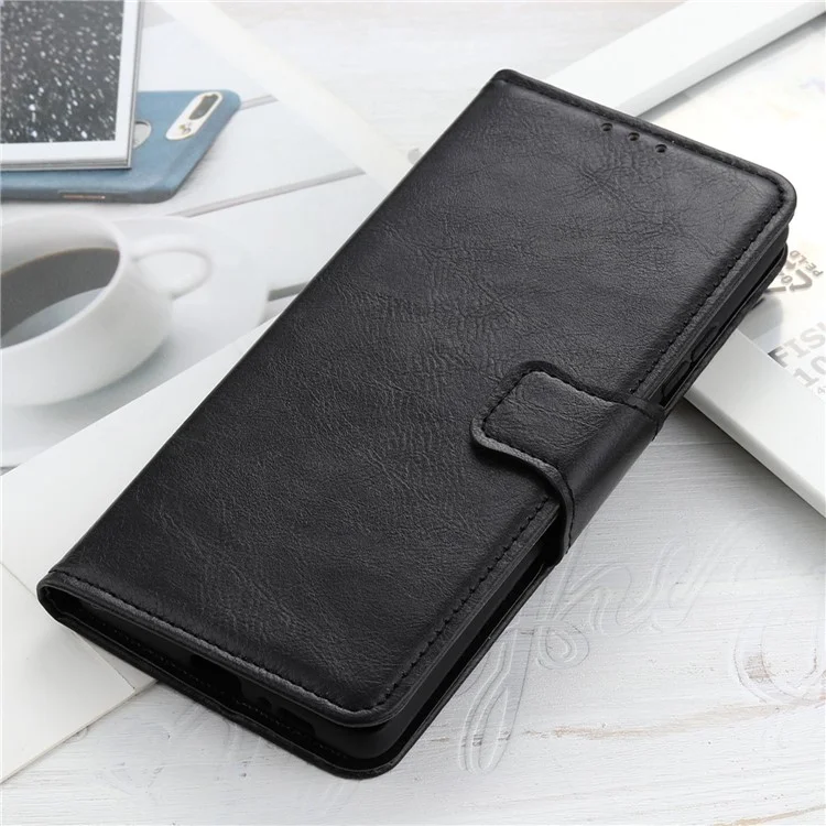 Capa Protetora para Xiaomi Redmi Note 12S 4G Textura de Couro de Cavalo Louco com Suporte - Preto