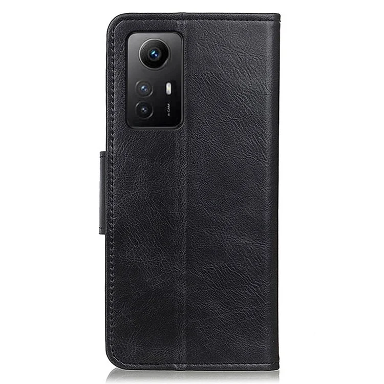 Capa Protetora para Xiaomi Redmi Note 12S 4G Textura de Couro de Cavalo Louco com Suporte - Preto