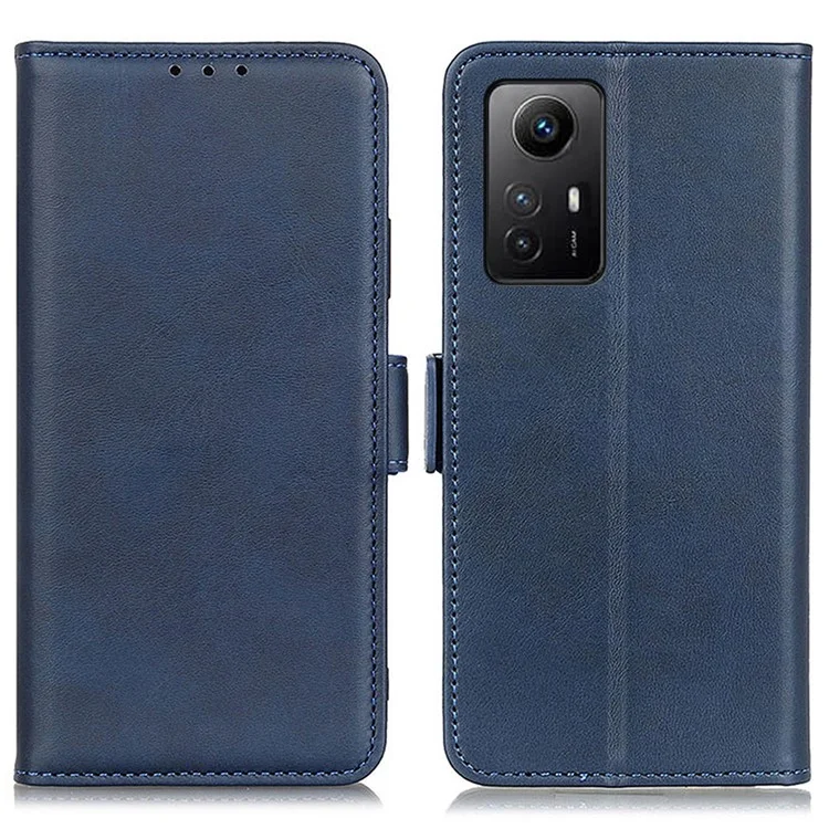 Capa Anti-queda para Xiaomi Redmi Note 12S 4G, Capa de Couro PU com Textura de Vaca, Carteira com Suporte - Azul