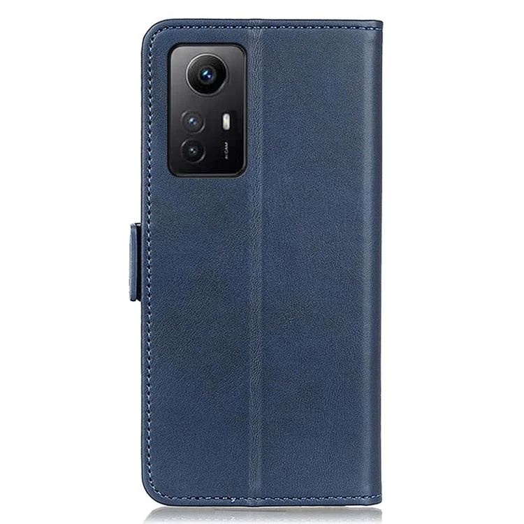 Capa Anti-queda para Xiaomi Redmi Note 12S 4G, Capa de Couro PU com Textura de Vaca, Carteira com Suporte - Azul