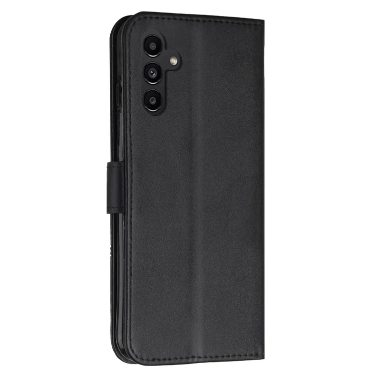For Samsung Galaxy M14 5G PU Leather Smartphone Case Magnetic Clasp Cell Phone Wallet Stand Cover - Black