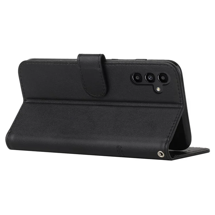For Samsung Galaxy M14 5G PU Leather Smartphone Case Magnetic Clasp Cell Phone Wallet Stand Cover - Black