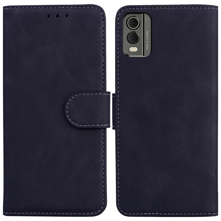 Para Nokia C32 Capa Flip de Couro PU Cor Sólida Carteira Suporte de Telefone - Preto