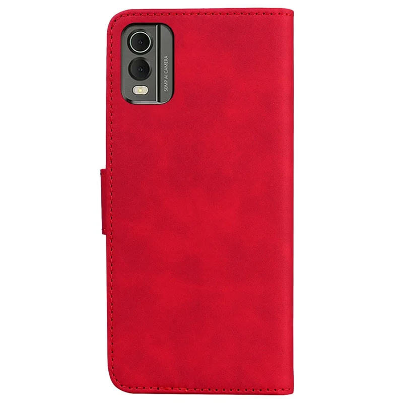 For Nokia C32 PU Leather Flip Cover Solid Color Stand Wallet Phone Case - Red