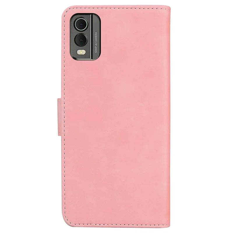 For Nokia C32 PU Leather Flip Cover Solid Color Stand Wallet Phone Case - Pink