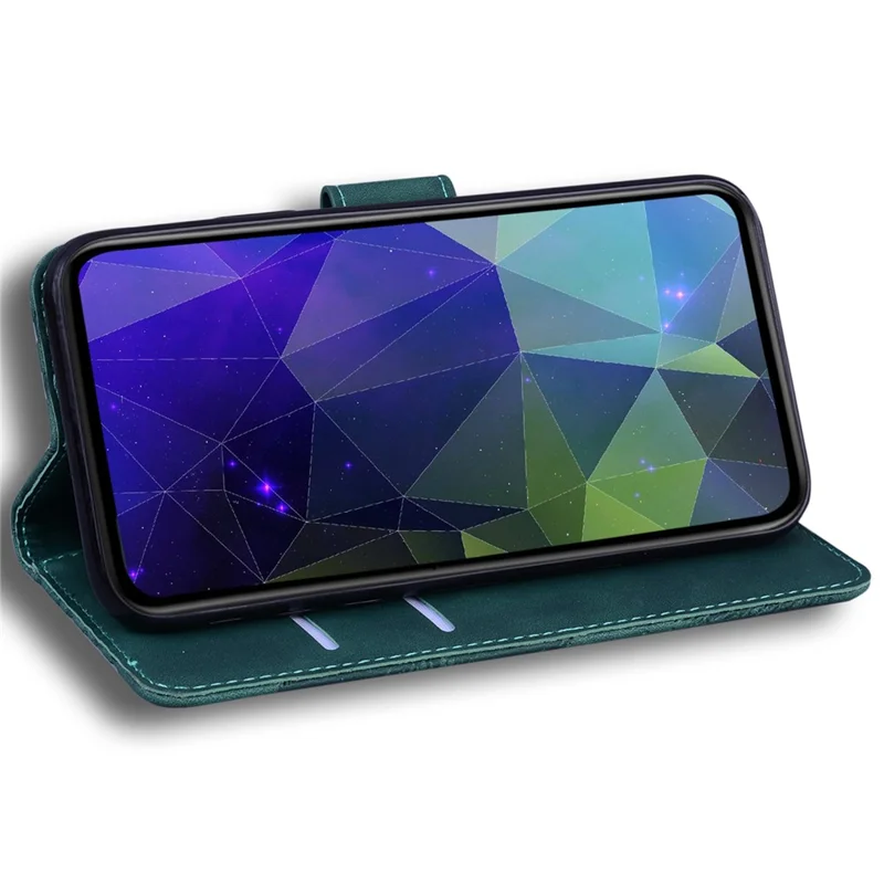 Für Nokia C32 PU-Leder Flip Cover Einfarbige Standfunktion Brieftasche Handyhülle - Grün