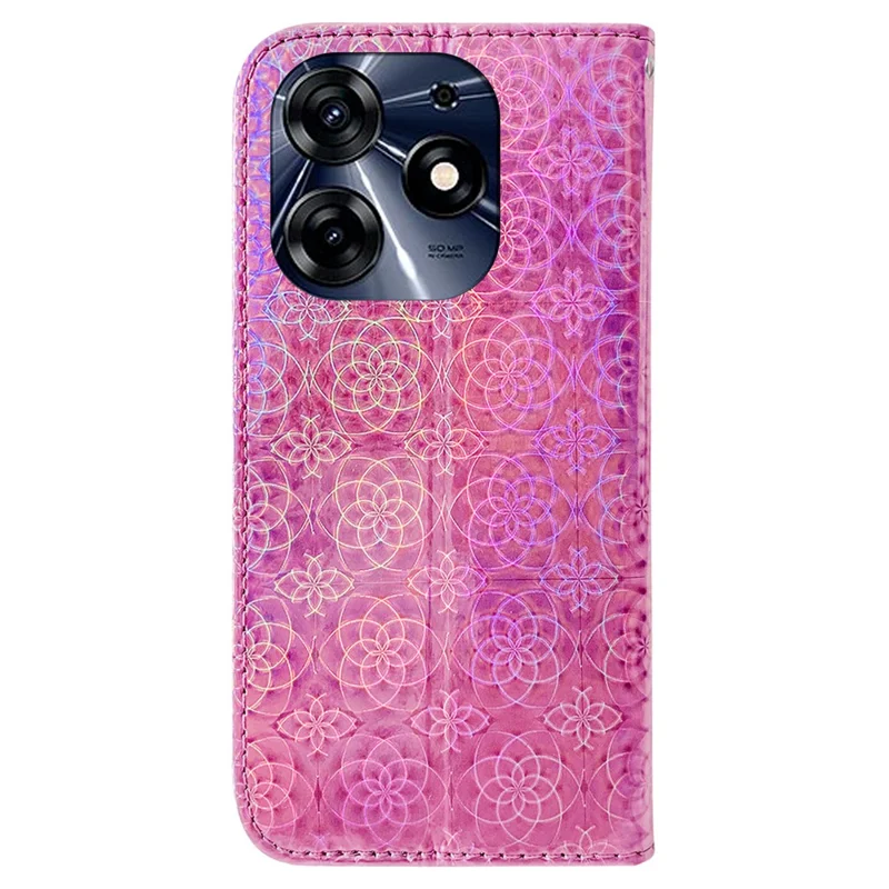 For TECNO Spark 10 Pro PU Leather Wallet Case Dazzling Flower Pattern Stand Protective Phone Cover - Pink