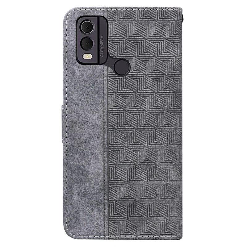For Nokia C22 Imprinted Geometry Pattern PU Leather Stand Wallet Case Anti-Scratch Phone Cover - Grey