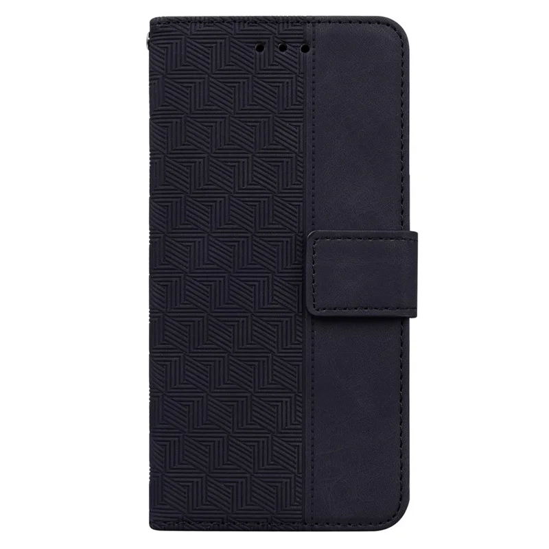 Für Nokia C12 4G / C12 Plus / C12 Pro Geometrie geprägte PU-Ledertasche Flip Stand Wallet Cover - Schwarz