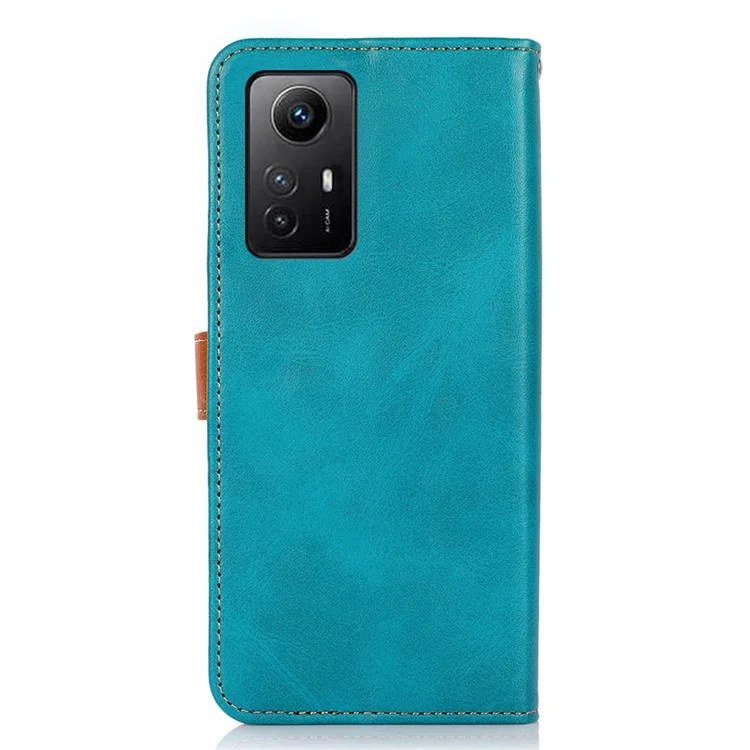 KHAZNEH per Xiaomi Redmi Note 12S 4G Anti-Impronte PU Custodia in Pelle Texture Cowhide Stand Case Wallet - Blu