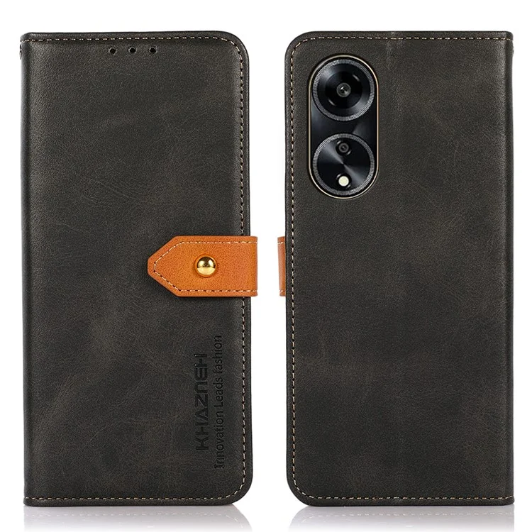 KHAZNEH Pour Oppo A1 5G Coque de téléphone en cuir PU anti-choc - Texture de cuir de vache - Noir