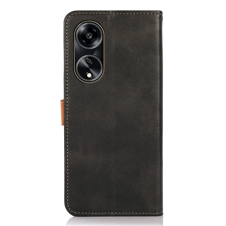 KHAZNEH Pour Oppo A1 5G Coque de téléphone en cuir PU anti-choc - Texture de cuir de vache - Noir