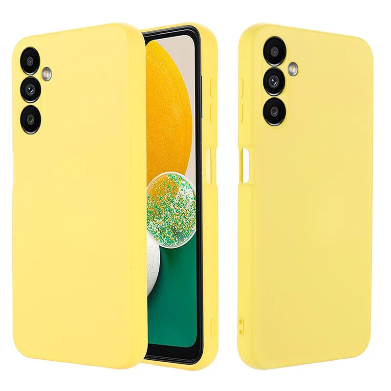 For Samsung Galaxy M54 5G / F54 5G Liquid Silicone Back Cover Drop-proof Mobile Phone Case with Soft Lining - Yellow