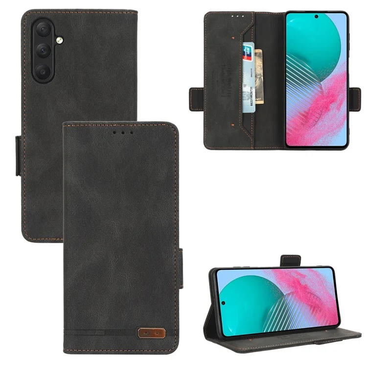 Pour Samsung Galaxy M54 5G / F54 5G Étui Portefeuille Téléphone Décoration Matérielle Étui en Cuir PU avec Support - Noir