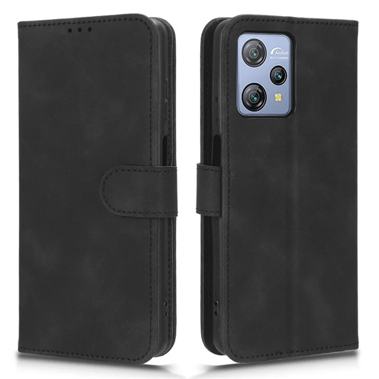 For Blackview A53 Pro PU Leather Flip Phone Case Stand Wallet Skin-touch Cover - Black
