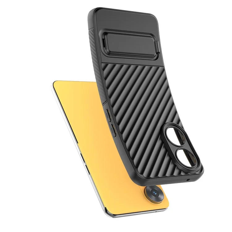 TPU Phone Cover for Oppo Reno8 T 4G , Kickstand Phone Back Protector Anti-dust Phone Case - Black