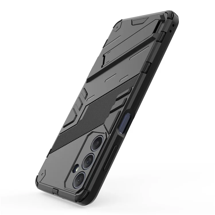 Для Samsung Galaxy M54 5G / F54 5G Ударопрочный задний чехол Жесткий ПК + Гибкий TPU чехол для телефона с подставкой - Черный