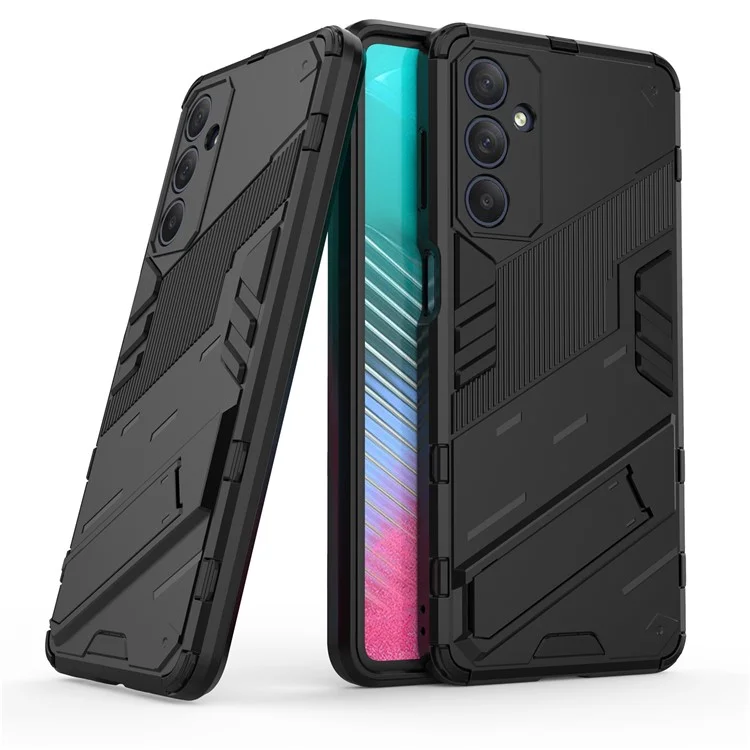 Для Samsung Galaxy M54 5G / F54 5G Ударопрочный задний чехол Жесткий ПК + Гибкий TPU чехол для телефона с подставкой - Черный
