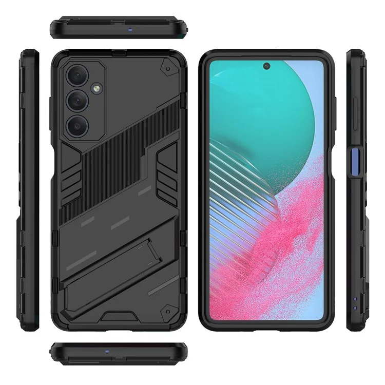 Для Samsung Galaxy M54 5G / F54 5G Ударопрочный задний чехол Жесткий ПК + Гибкий TPU чехол для телефона с подставкой - Черный