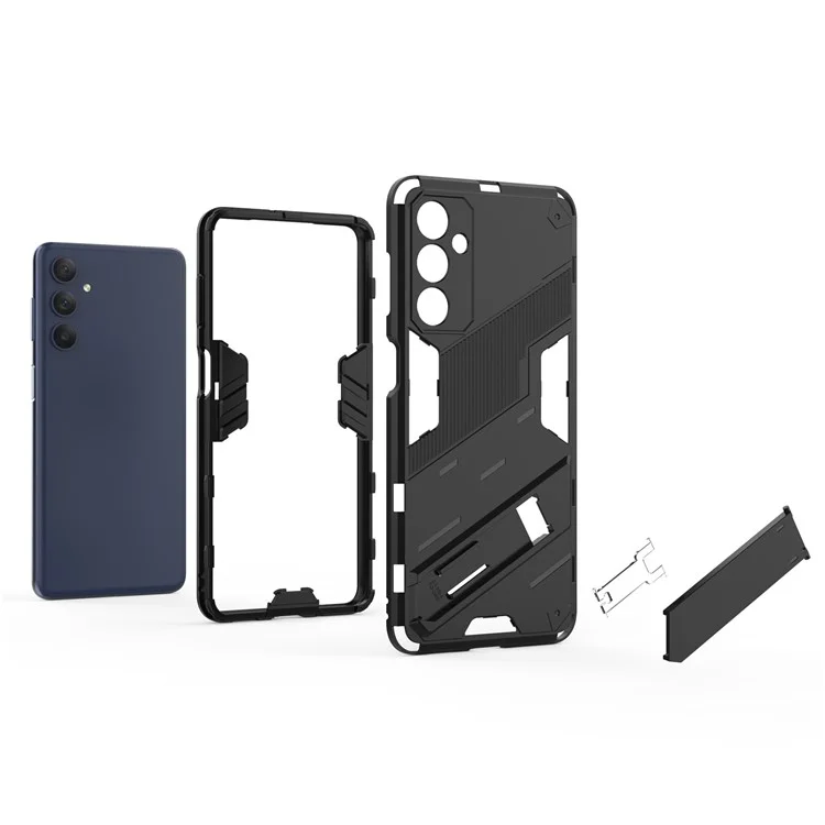 Для Samsung Galaxy M54 5G / F54 5G Ударопрочный задний чехол Жесткий ПК + Гибкий TPU чехол для телефона с подставкой - Черный