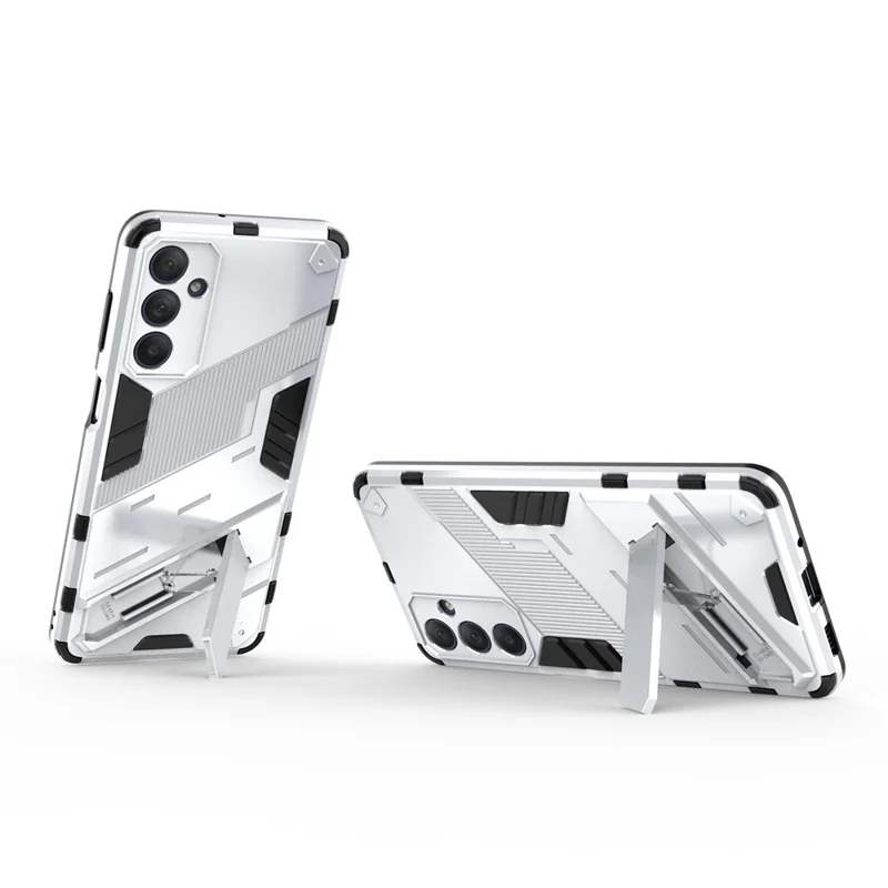 For Samsung Galaxy M54 5G / F54 5G Shockproof Back Cover Hard PC + Flexible TPU Phone Case with Kickstand - White