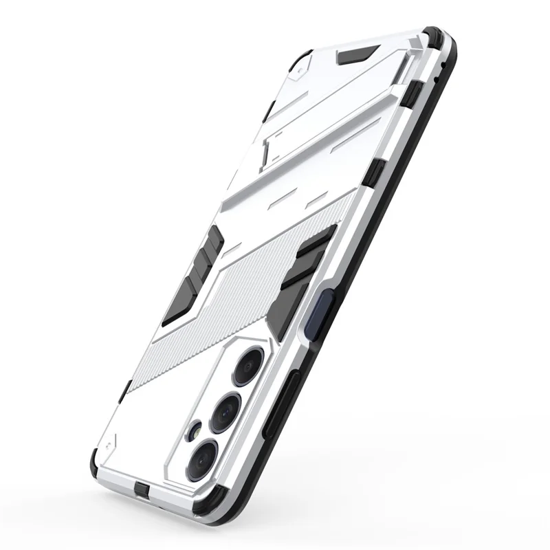 For Samsung Galaxy M54 5G / F54 5G Shockproof Back Cover Hard PC + Flexible TPU Phone Case with Kickstand - White