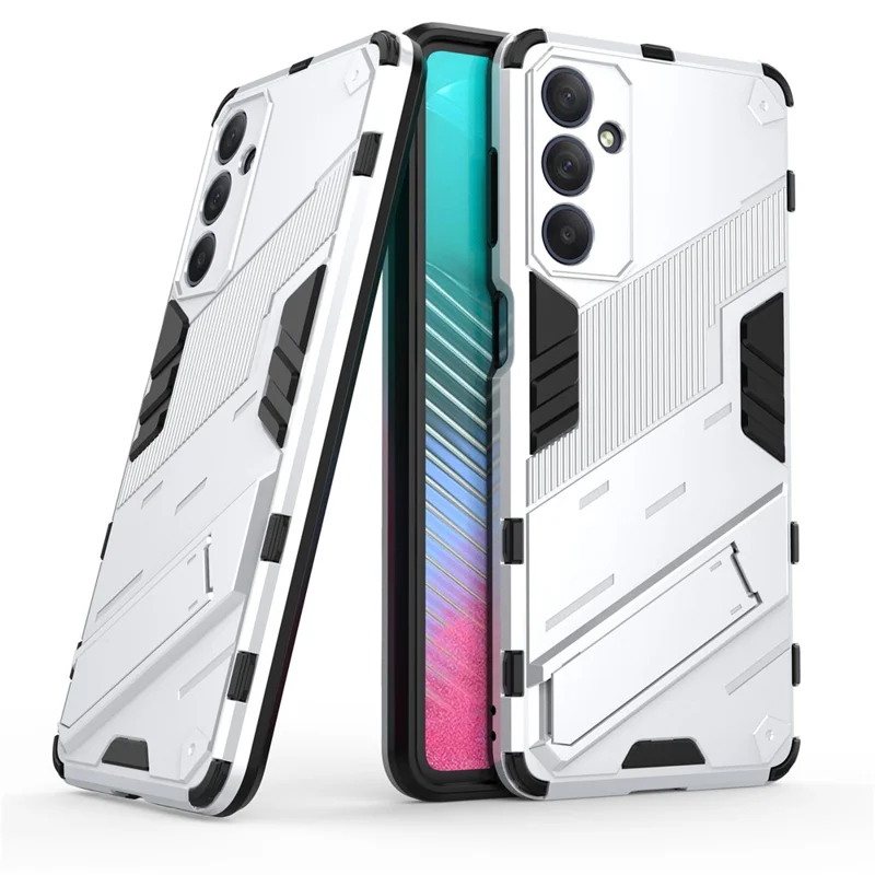 For Samsung Galaxy M54 5G / F54 5G Shockproof Back Cover Hard PC + Flexible TPU Phone Case with Kickstand - White
