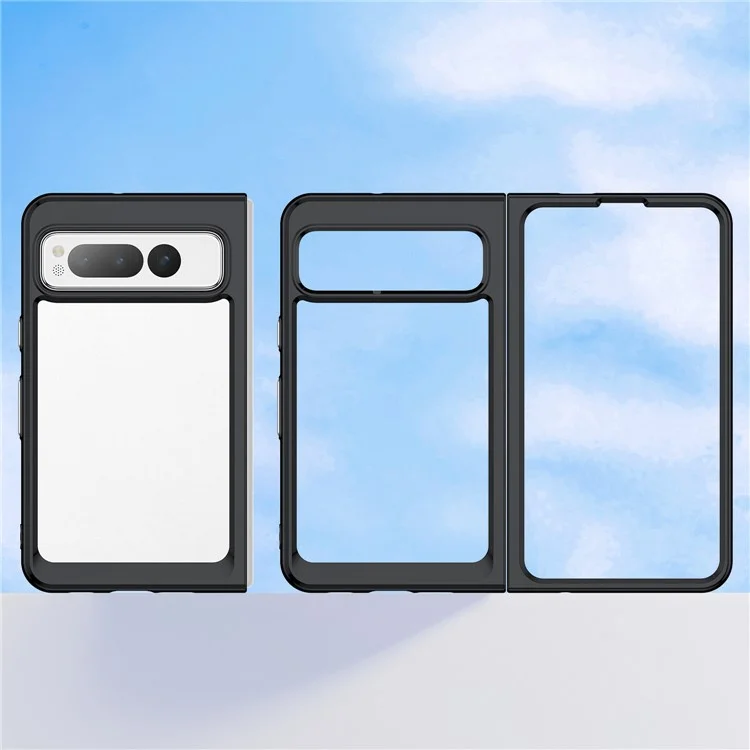 Para o Google Pixel Fold Clear Back Case Anti-arranhão Tpu+acrílico Tampa do Telefone - Preto