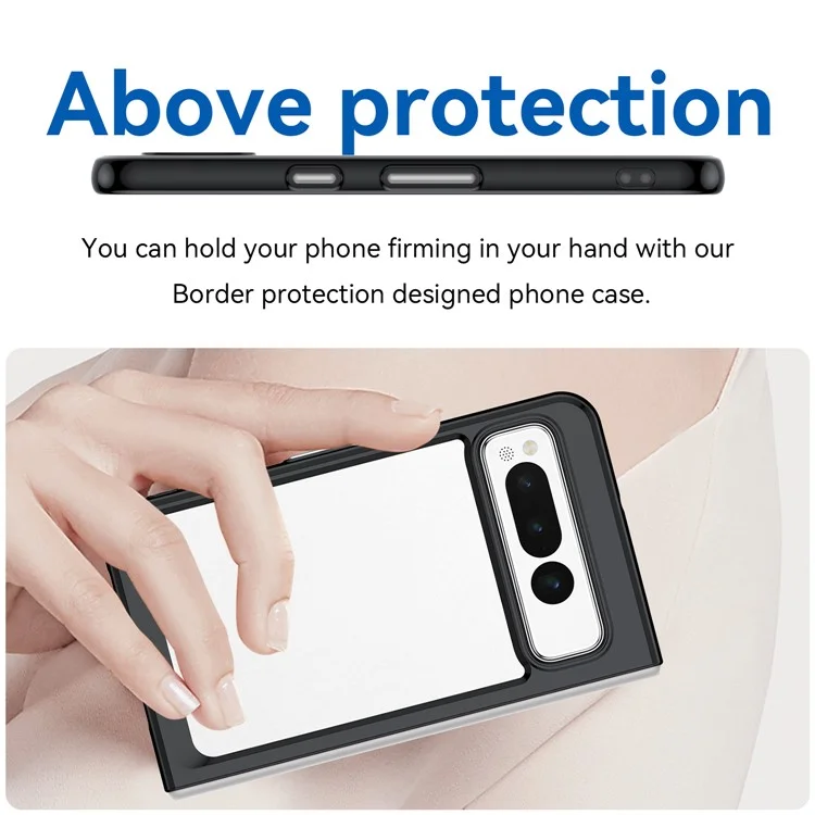 Прозрачный задний чехол для Google Pixel Fold с защитой от царапин, TPU + акриловый чехол для телефона - черный