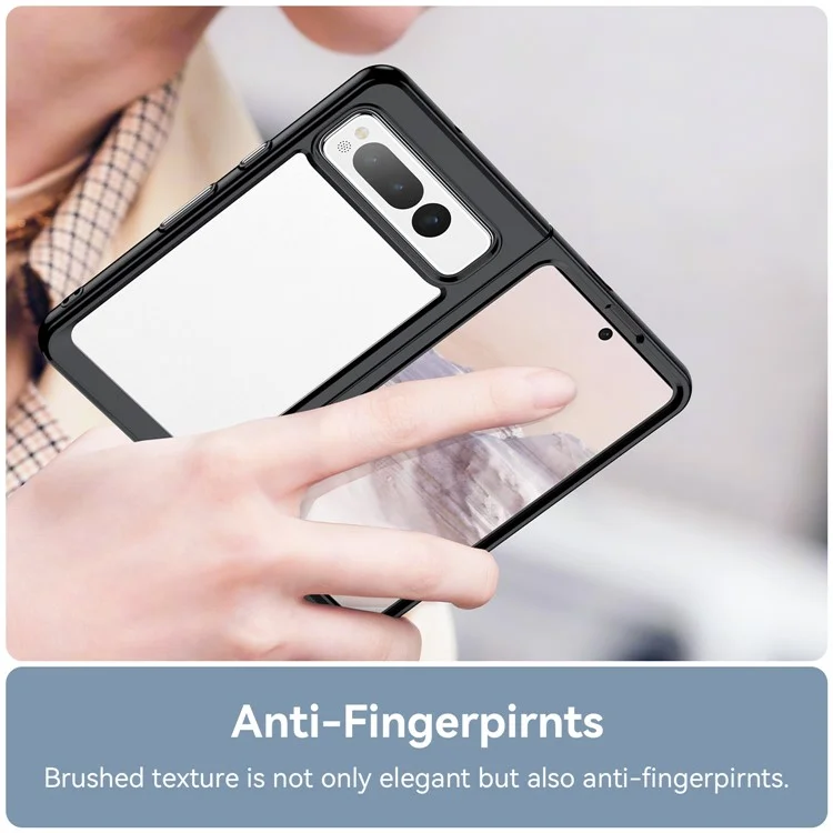 Прозрачный задний чехол для Google Pixel Fold с защитой от царапин, TPU + акриловый чехол для телефона - черный
