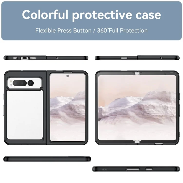 Para o Google Pixel Fold Clear Back Case Anti-arranhão Tpu+acrílico Tampa do Telefone - Preto