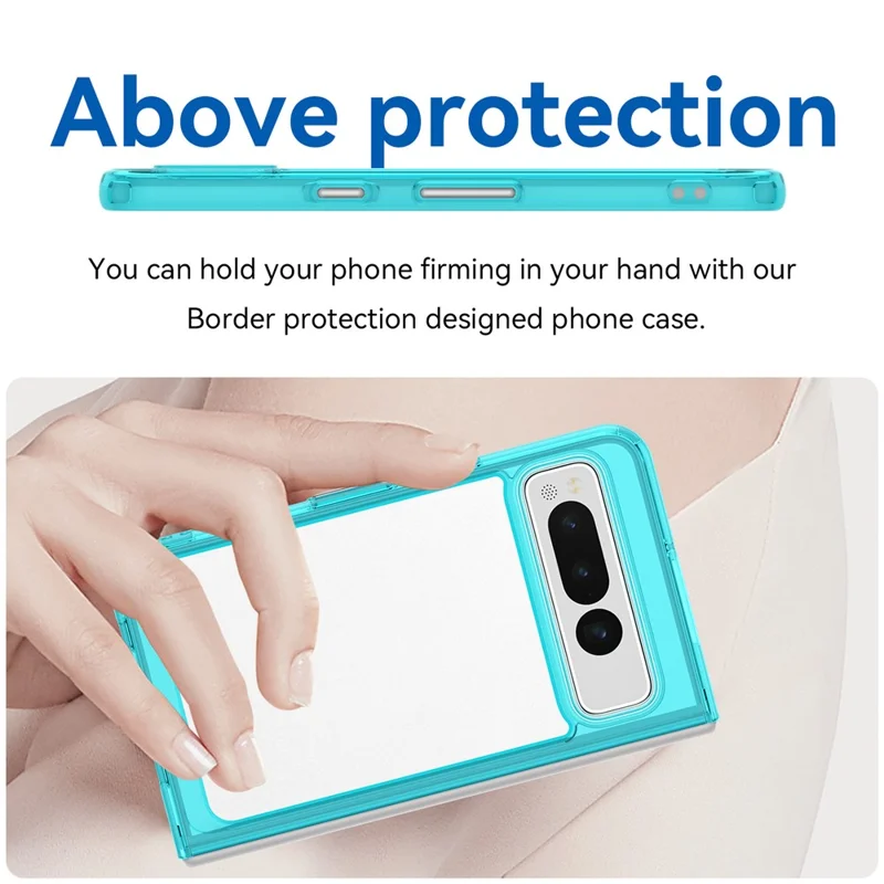 For Google Pixel Fold Clear Back Case Anti-Scratch TPU+Acrylic Phone Cover - Transparent Blue