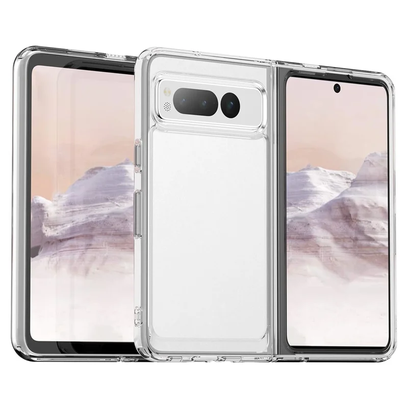 For Google Pixel Fold Clear Back Case Anti-Scratch TPU+Acrylic Phone Cover - Transparent