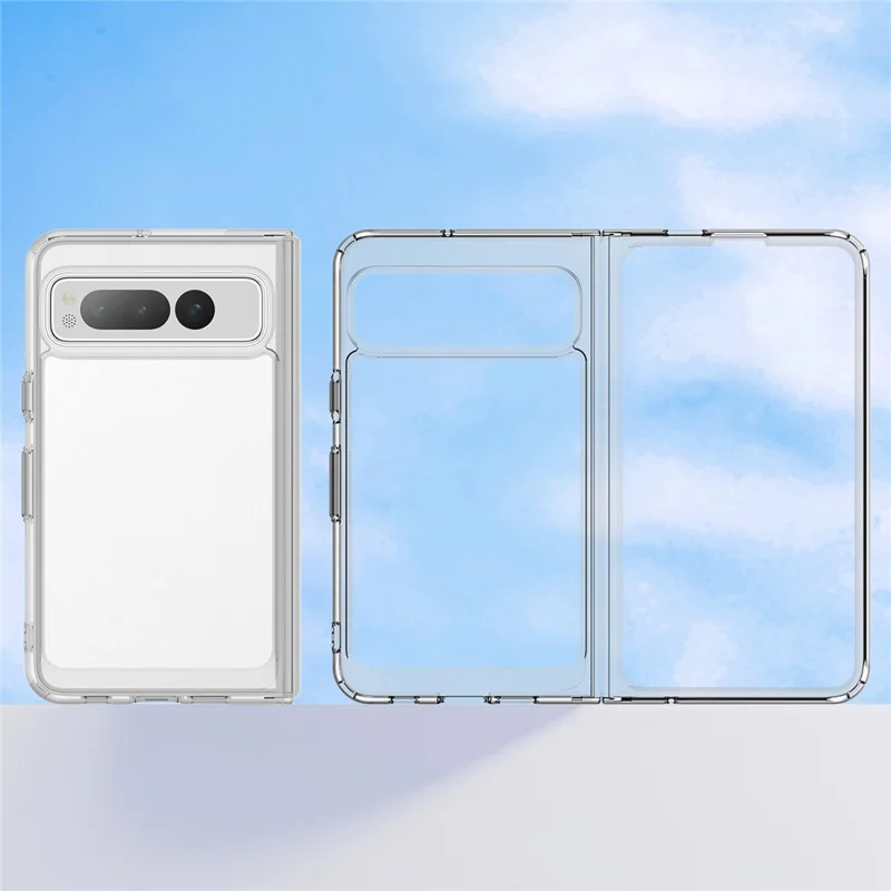 For Google Pixel Fold Clear Back Case Anti-Scratch TPU+Acrylic Phone Cover - Transparent