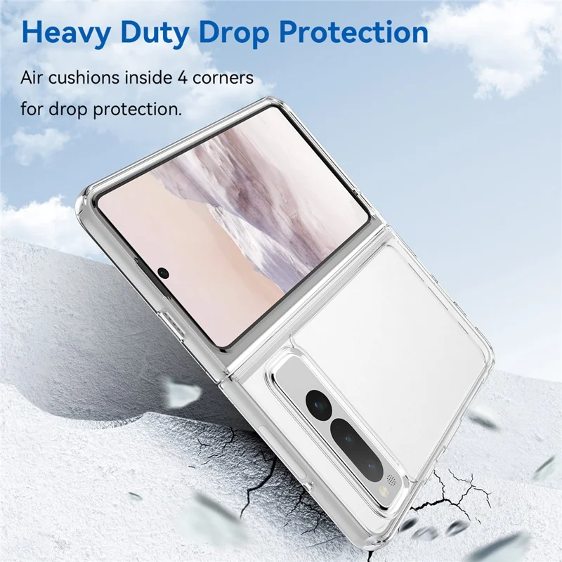 For Google Pixel Fold Clear Back Case Anti-Scratch TPU+Acrylic Phone Cover - Transparent