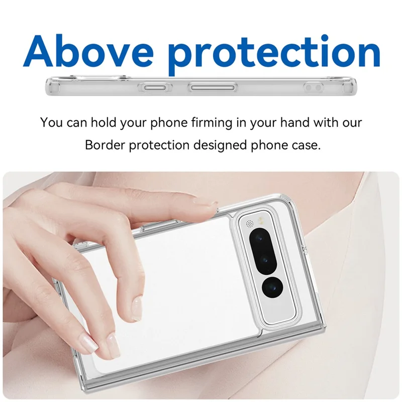 For Google Pixel Fold Clear Back Case Anti-Scratch TPU+Acrylic Phone Cover - Transparent