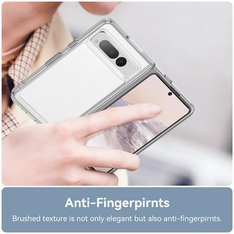 For Google Pixel Fold Clear Back Case Anti-Scratch TPU+Acrylic Phone Cover - Transparent