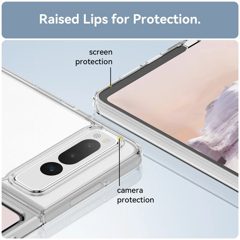 For Google Pixel Fold Clear Back Case Anti-Scratch TPU+Acrylic Phone Cover - Transparent