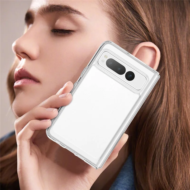 For Google Pixel Fold Clear Back Case Anti-Scratch TPU+Acrylic Phone Cover - Transparent
