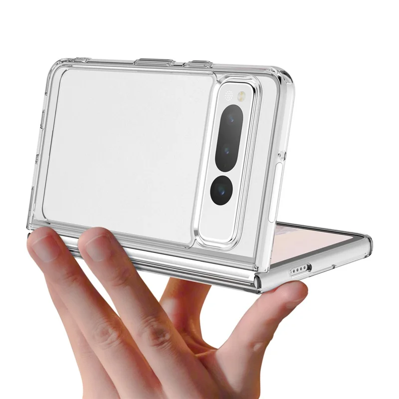 For Google Pixel Fold Clear Back Case Anti-Scratch TPU+Acrylic Phone Cover - Transparent