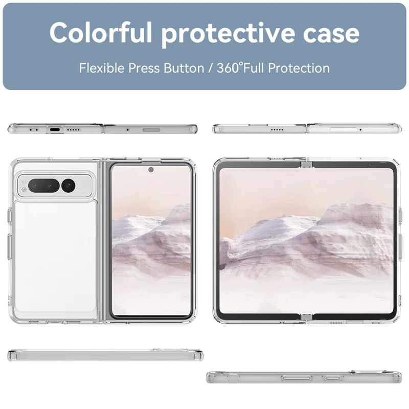 For Google Pixel Fold Clear Back Case Anti-Scratch TPU+Acrylic Phone Cover - Transparent