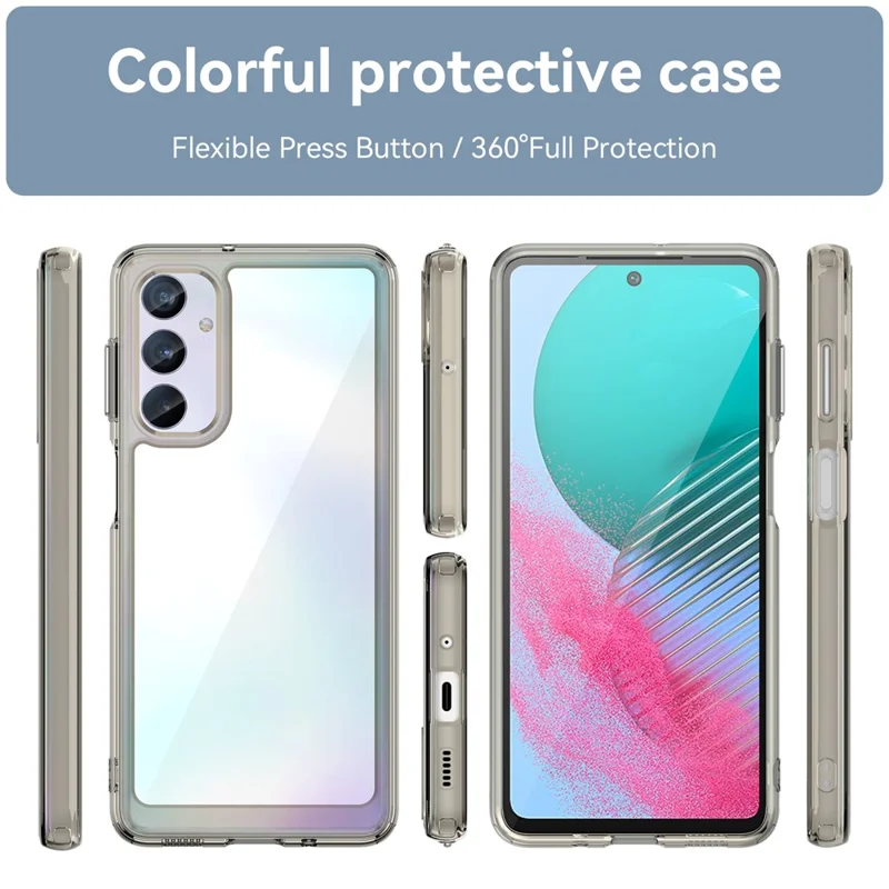 For Samsung Galaxy M54 5G / F54 5G TPU+Acrylic Back Phone Cover Clear Protective Case - Transparent Grey