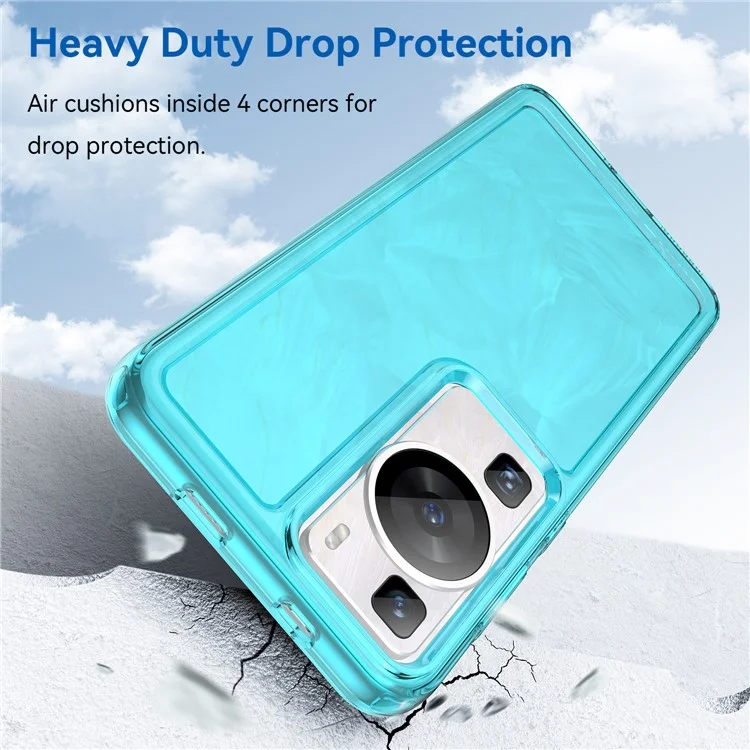 For Huawei P60 / P60 Pro Candy Series Anti-fall Air Cushions Clear TPU Phone Case Back Protector Cover - Transparent Blue