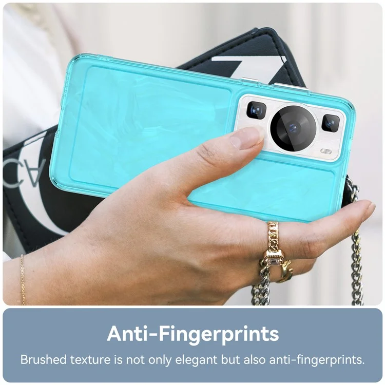 For Huawei P60 / P60 Pro Candy Series Anti-fall Air Cushions Clear TPU Phone Case Back Protector Cover - Transparent Blue