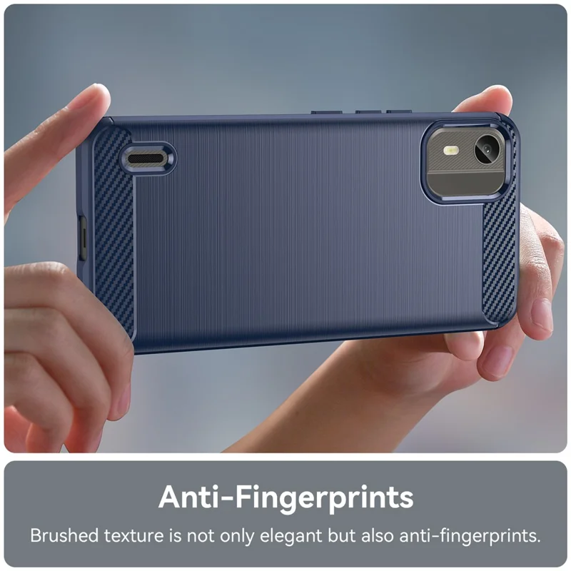 Carbon Fiber Texture Phone Cover for Nokia C12 4G / C12 Pro / C12 Plus Phone Case Phone TPU Brushed Shell - Blue