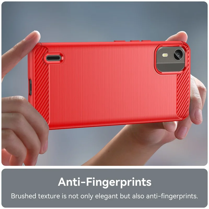 Carbon Fiber Texture Phone Cover for Nokia C12 4G / C12 Pro / C12 Plus Phone Case Phone TPU Brushed Shell - Red