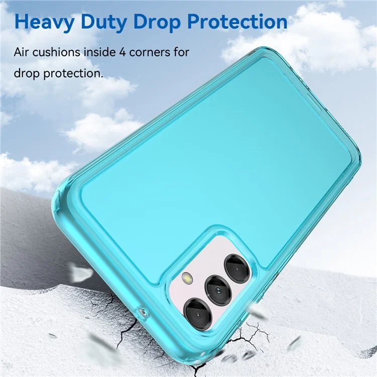Candy Series TPU Phone Case for Samsung Galaxy M14 5G Drop Proof Air Cushions Clear Cover - Transparent Blue