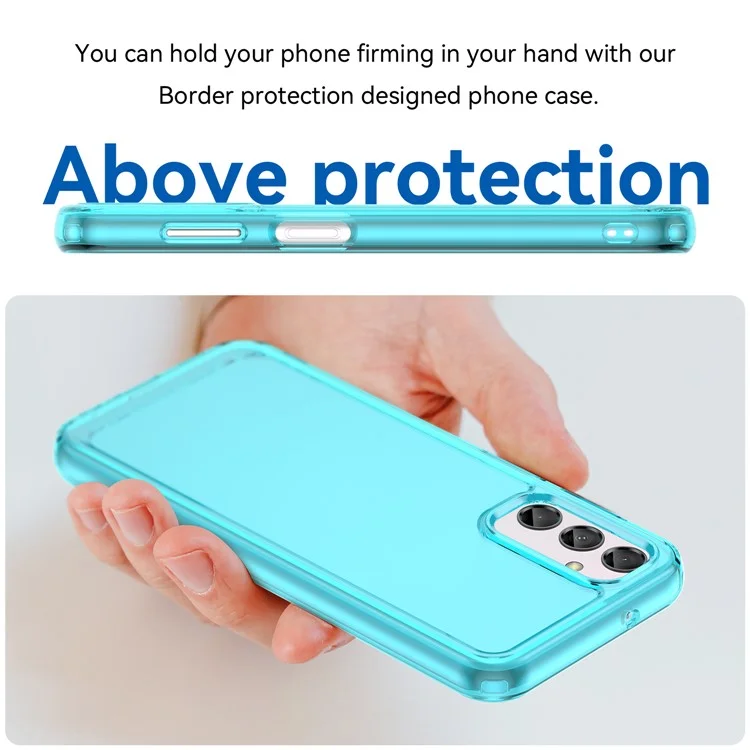 Candy Series TPU Phone Case for Samsung Galaxy M14 5G Drop Proof Air Cushions Clear Cover - Transparent Blue